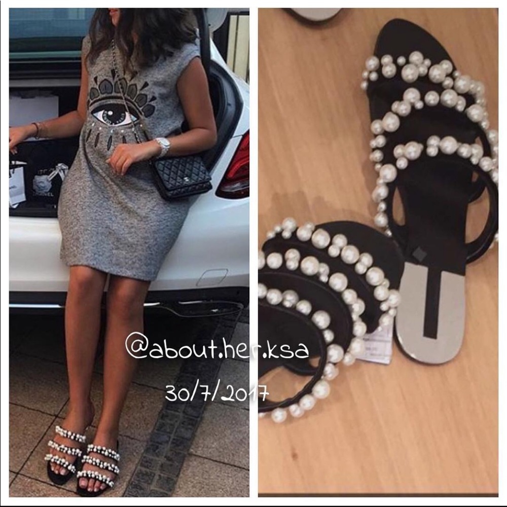 Zara pearl sandals.